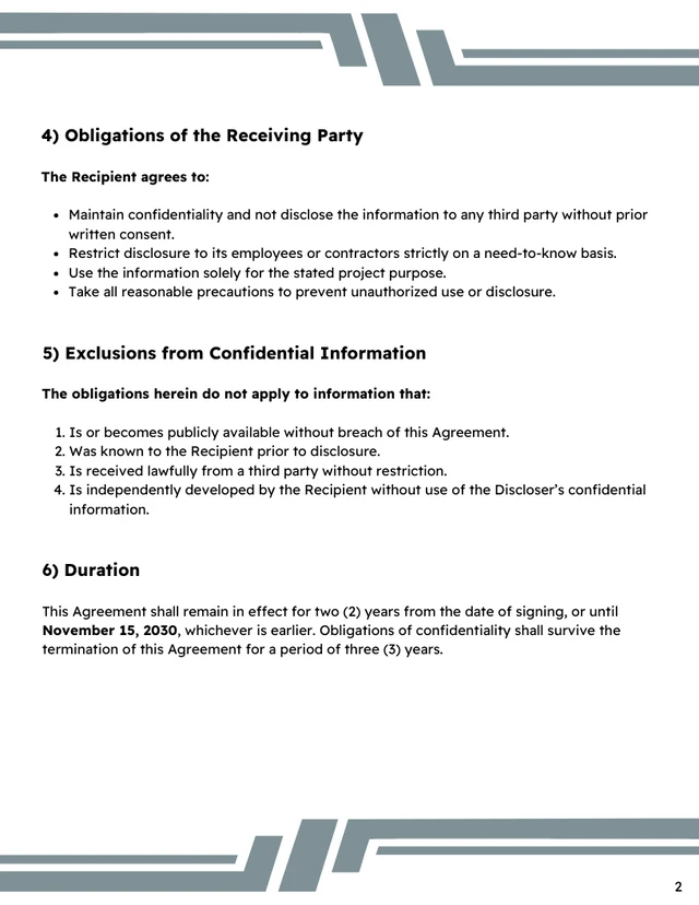 Confidentiality Contract Template - Seite 2