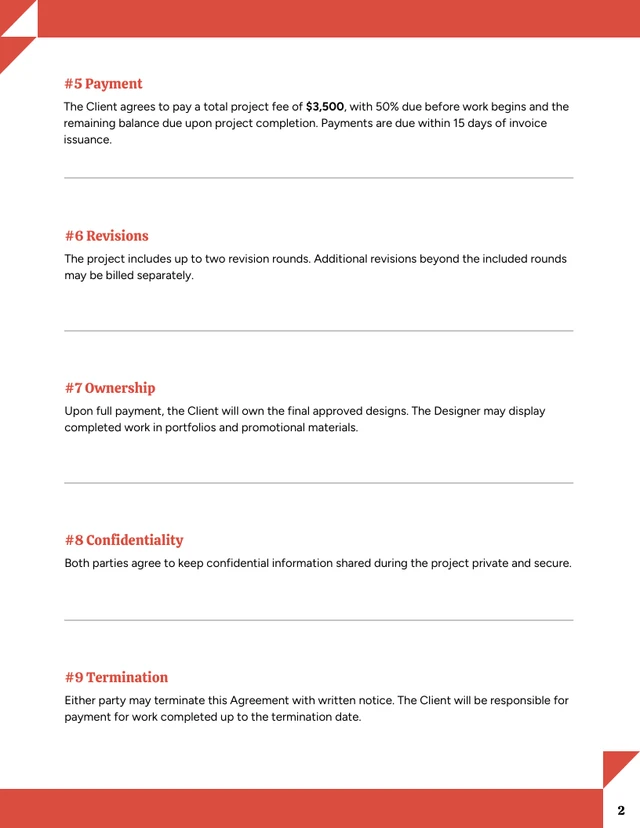 Freelance Graphic Designer Contract Template - صفحة 2