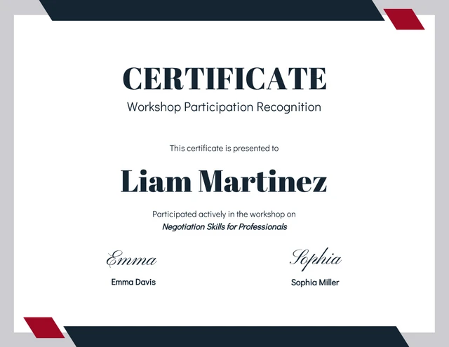 White Minimalist Geometric Workshop Certificate Template