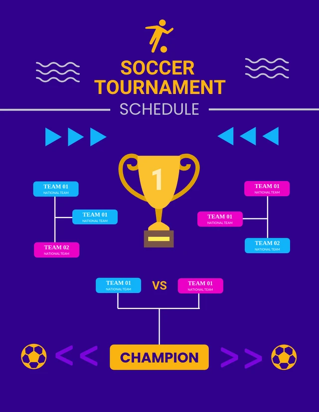 Blue Modern Playful Soccer Tournament Schedule Template