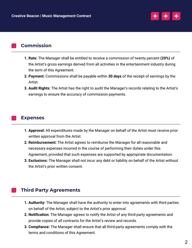 Music Management Contract Template - صفحة 2