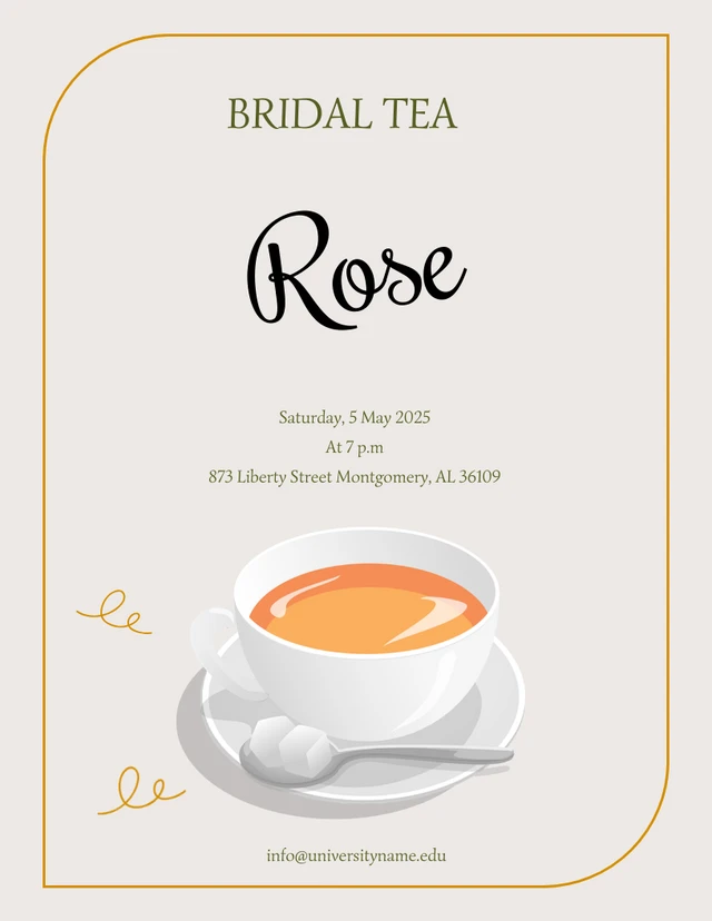 Soft Clean Design Bridal Tea Invitation Template
