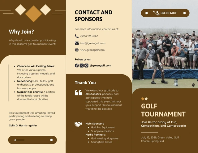 Golf Tournament Brochure Template - Page 1