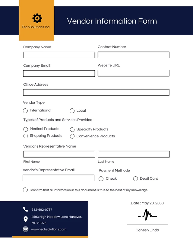 Navy Blue and Yellow Lead Generation Forms Template