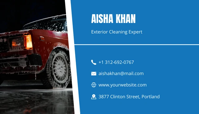 Simple Blue Modern Car Wash Business Card - Page 2
