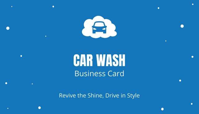 Simple Blue Modern Car Wash Business Card - page 1