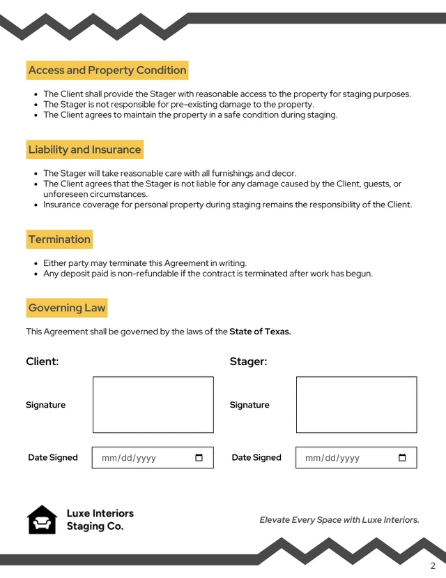Stager Contract Template - Page 2