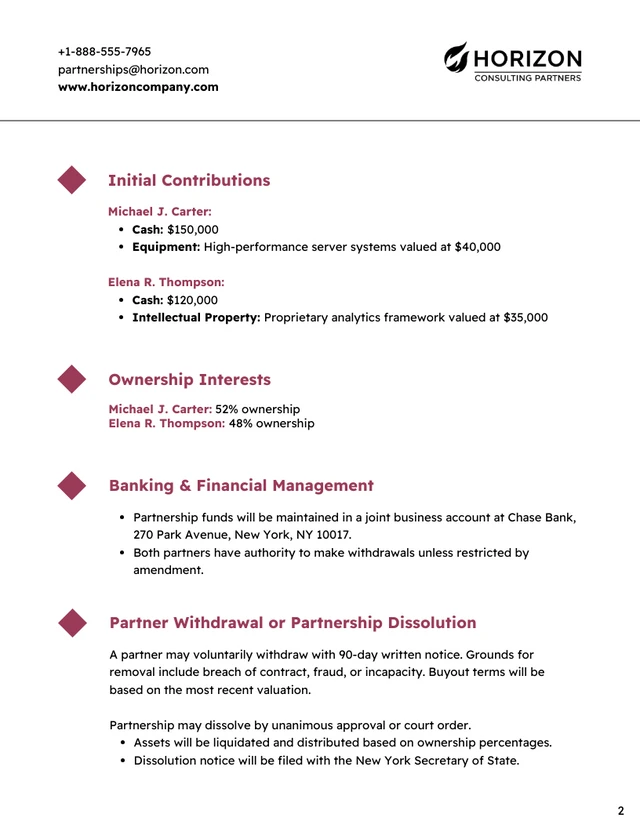Business Partnership Agreement Template - page 2