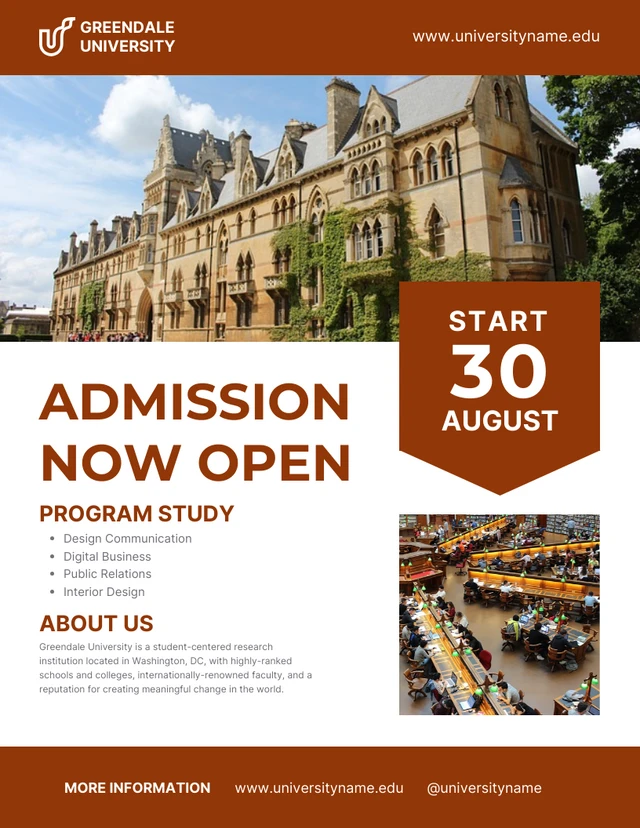 White And Brown Modern Admission College Poster Template