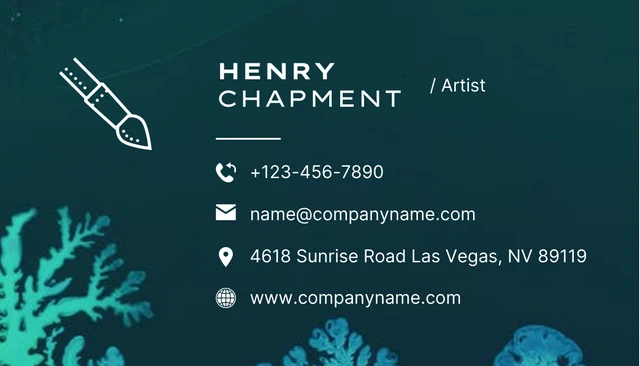 Dark Green Watercolor Simple Painter Business Card - Page 2