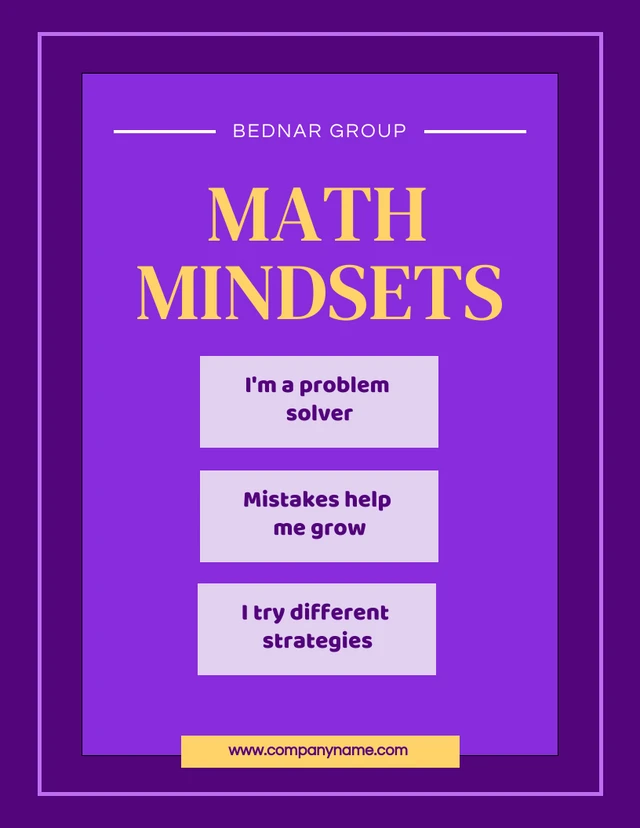 Dark Purple And Yellow Simple Math Mindset Poster Template