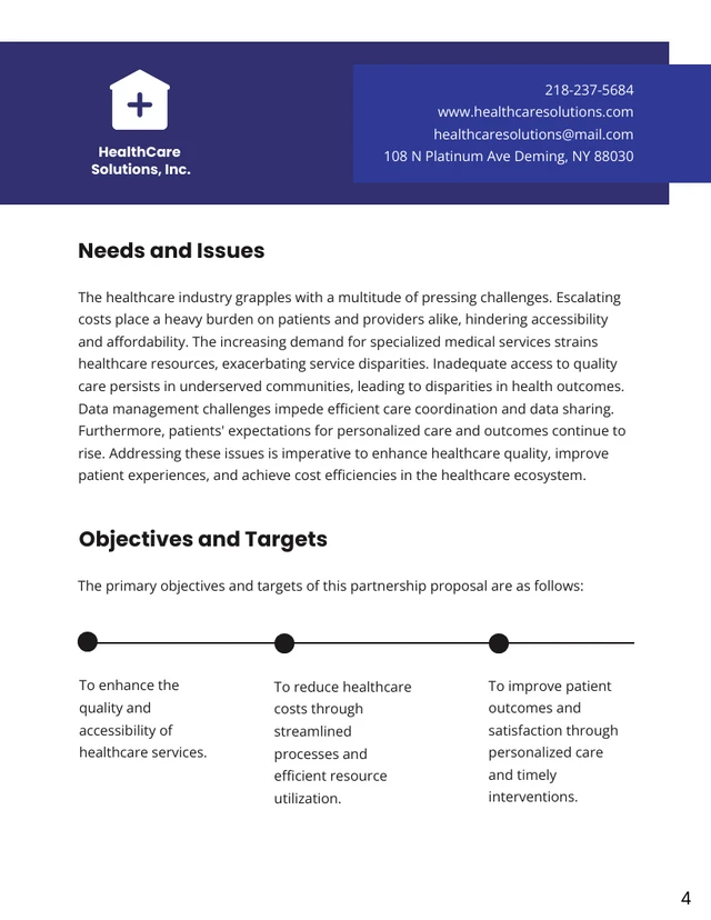 Navy and White Minimalist Modern Healthcare Partnership Proposals - Page 4