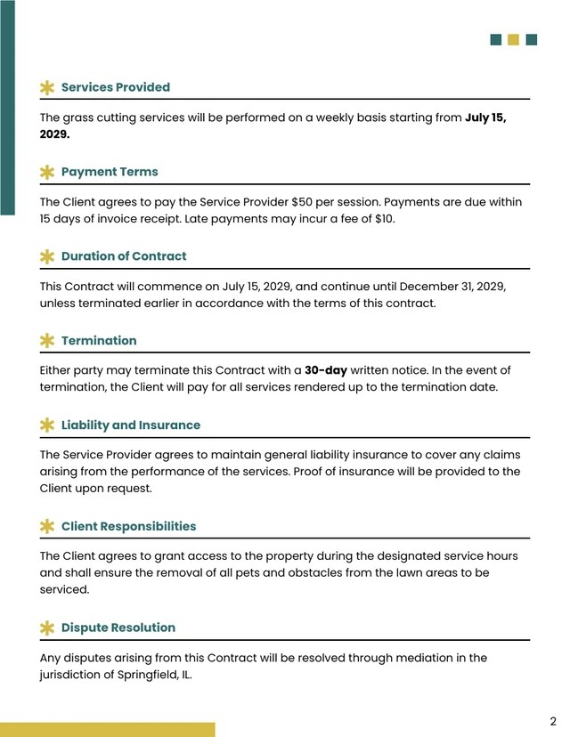 Grass Cutting Contract Template - Seite 2