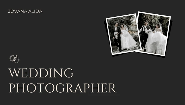 Black Classic Elegant Wedding Photographer Business Card - Page 1