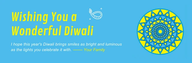 Light Blue And Yellow Simple Mandala Illustration Diwali Banner Template