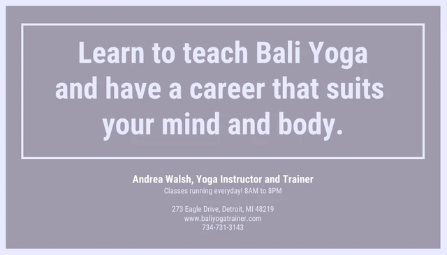 Yoga Instructor Business Card - Página 1
