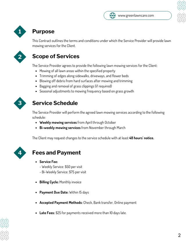 Lawn Mowing Contract Template - Pagina 2