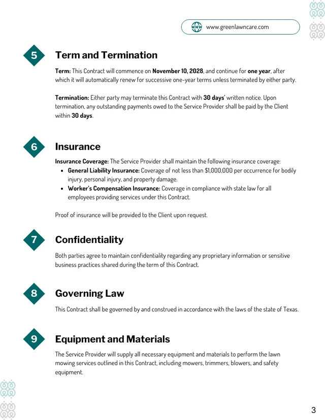 Lawn Mowing Contract Template - Seite 3