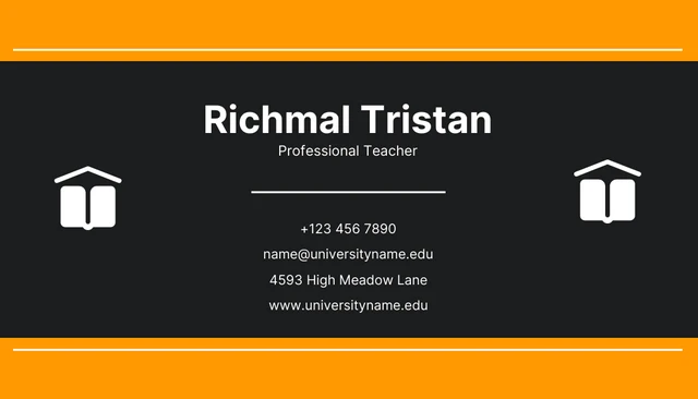 Black And Orange Minimalist Teacher Business Card - Page 2