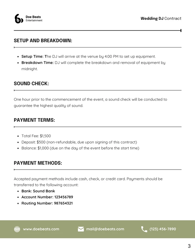 Wedding DJ Contract Template - صفحة 3