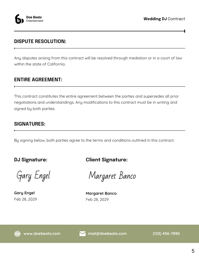 Wedding DJ Contract Template - Page 5