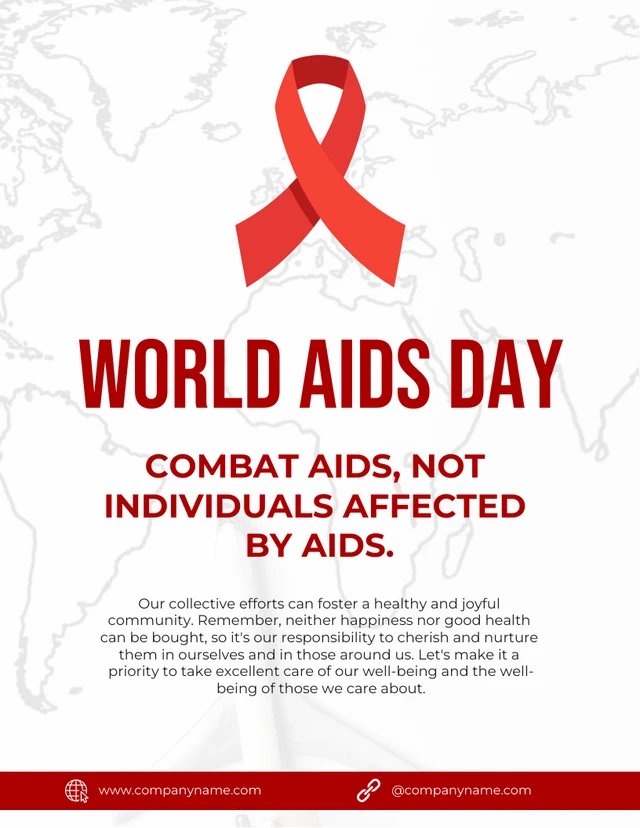 White Simple World HIV/AIDS Poster Template