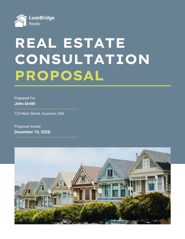 Modern Blue Yellow Gray Real Estate Proposal - Page 1
