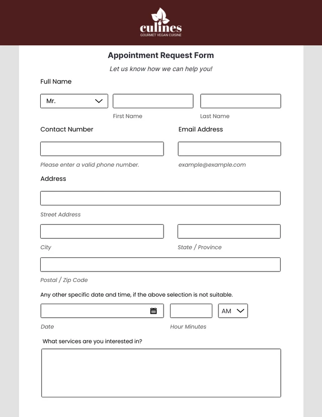 Brown and Grey Simple Appointment Form Template
