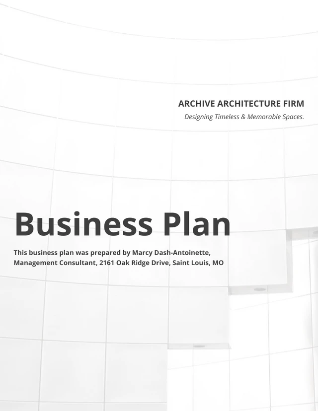 Minimalist Architecture Business Plan - Página 1