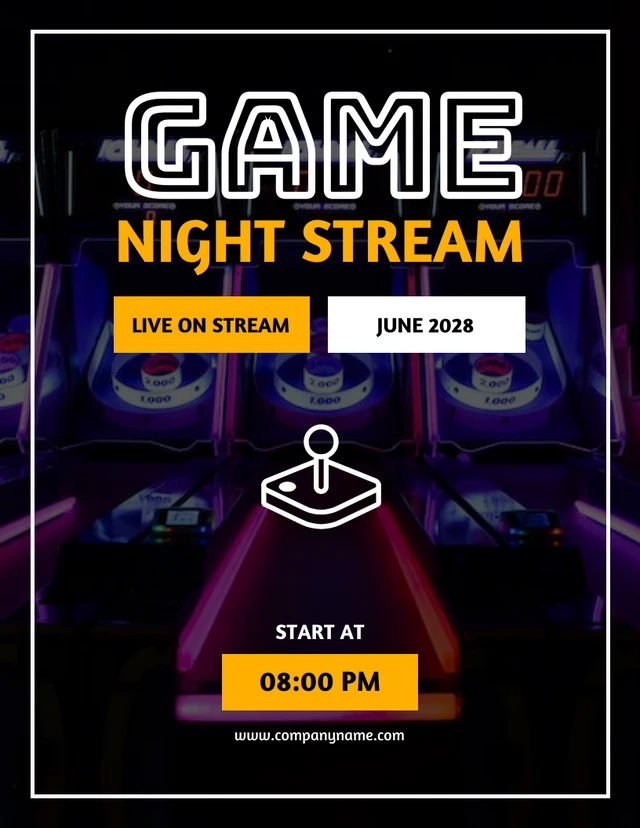 Schwarze einfache Foto-Gaming-Nacht-Stream-Poster-Vorlage