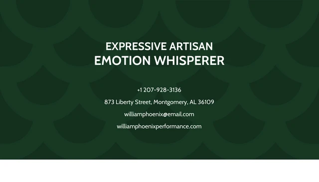 Dark Green Abstract Pattern Actor Business Card - Page 2