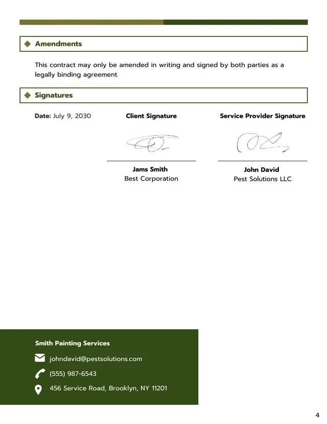 Commercial Pest Control Contract Template - page 4