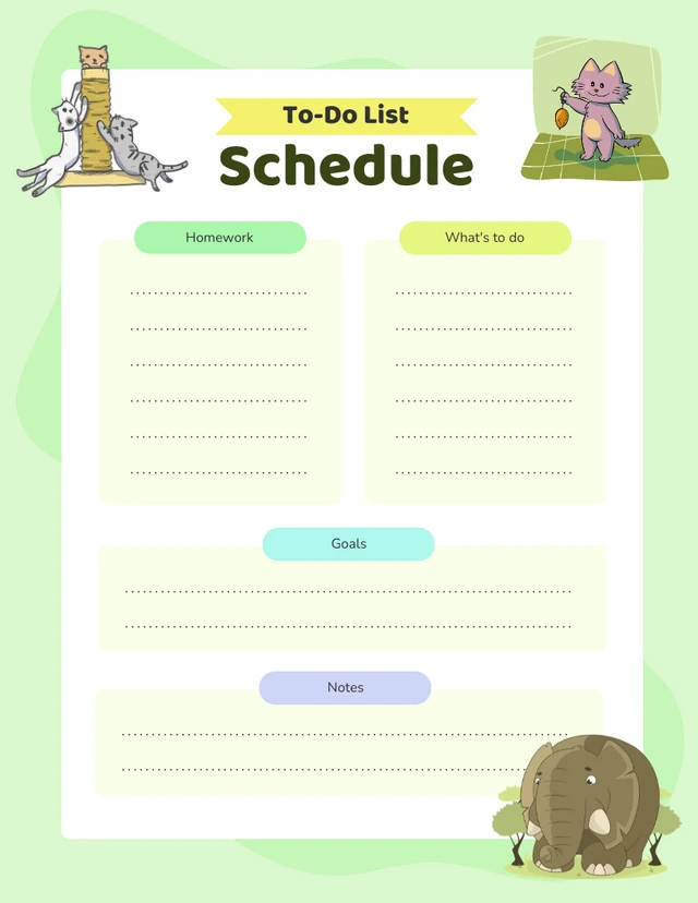 Pastel Green Kids To Do List Schedule Template