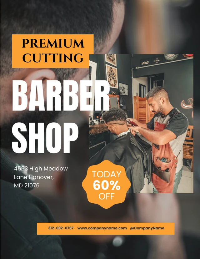 Yellow Blur Barber Shop Poster Template