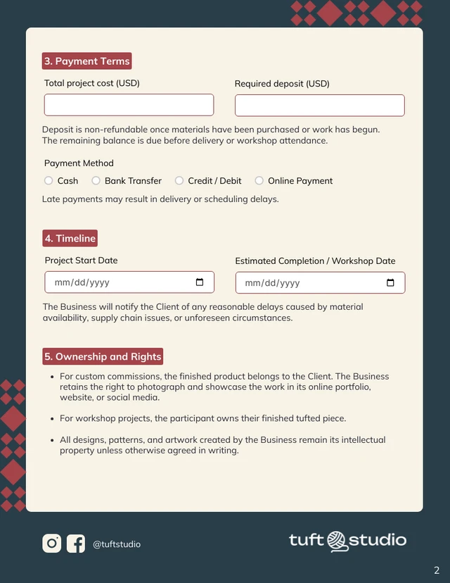 Detailed Tufting Small Business Contract Template - Página 2