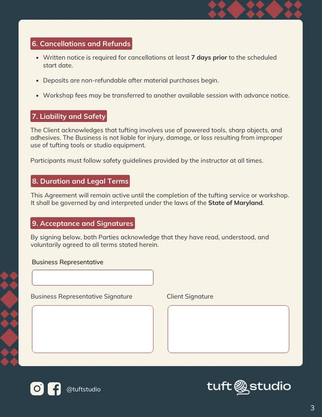 Detailed Tufting Small Business Contract Template - Página 3