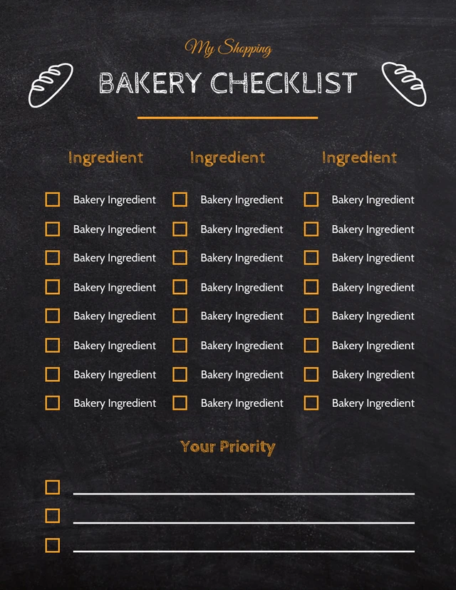 Black And Yellow Classic Texture Shopping Bakery Checklist