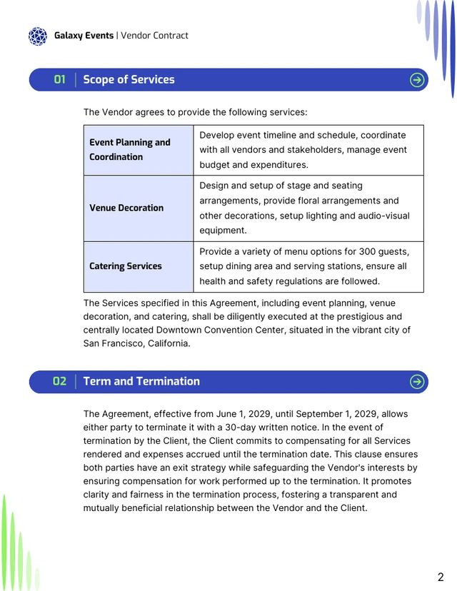 Vendor Contract Template - page 2