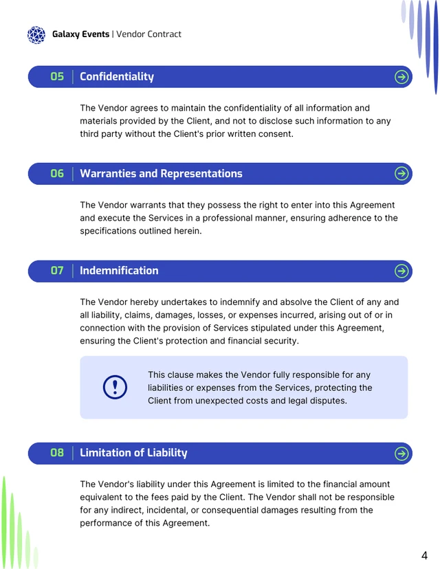 Vendor Contract Template - page 4