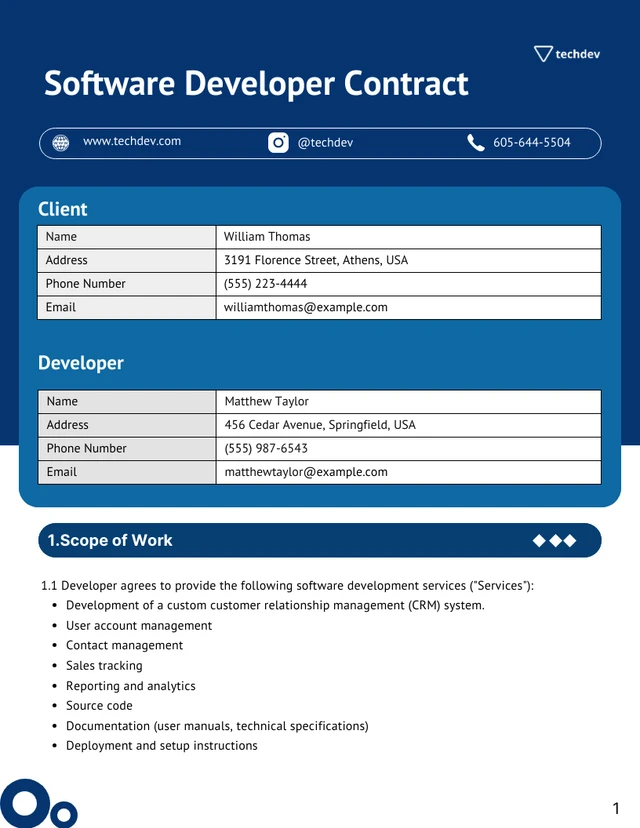 Software Developer Contract Template - Página 1