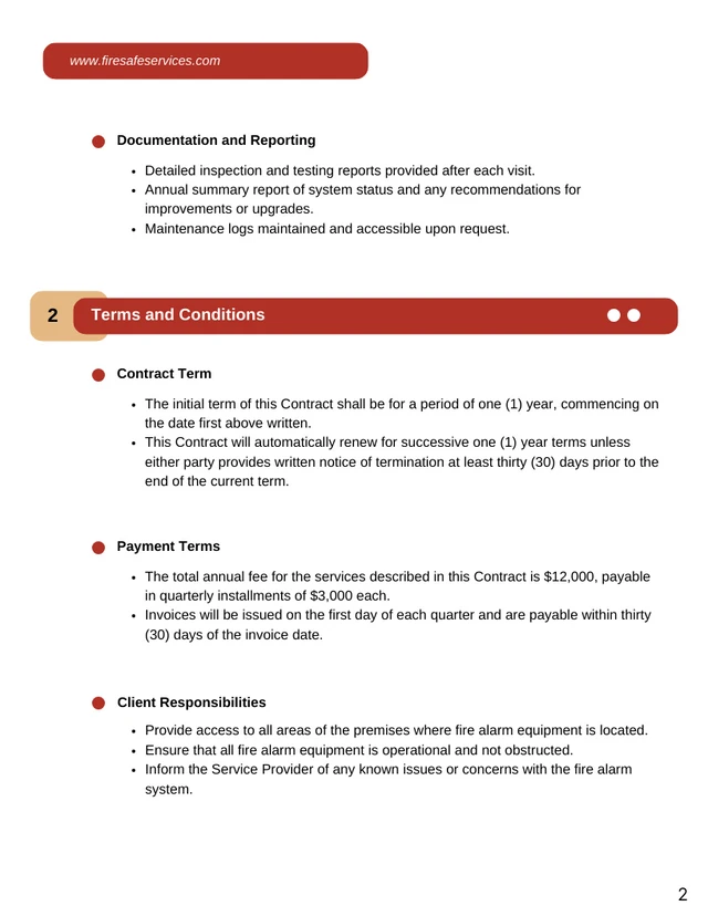 Fire Alarm Maintenance Contract Template - صفحة 2