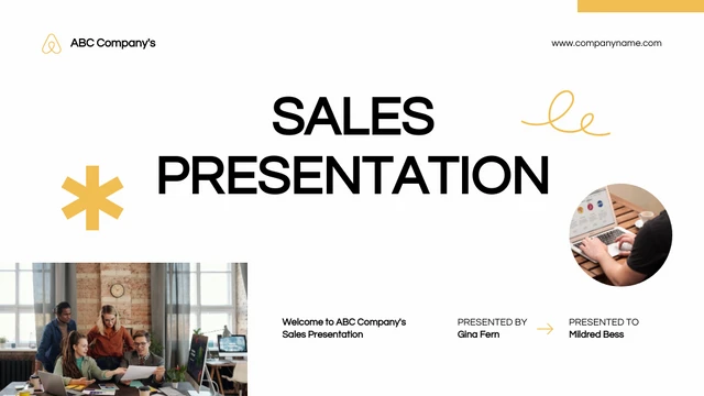 White And Yellow Clean Sales Presentation - Page 1