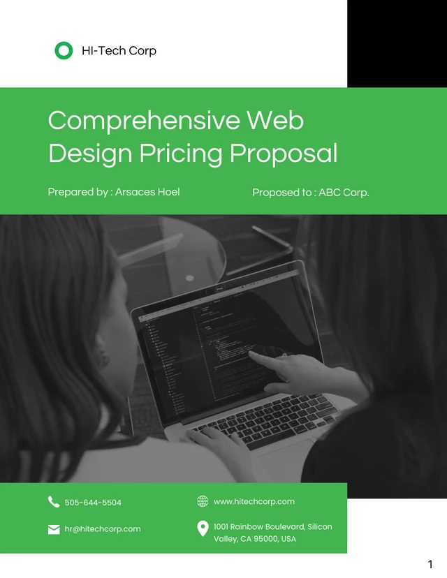 Green and Black Pricing Proposal - Page 1