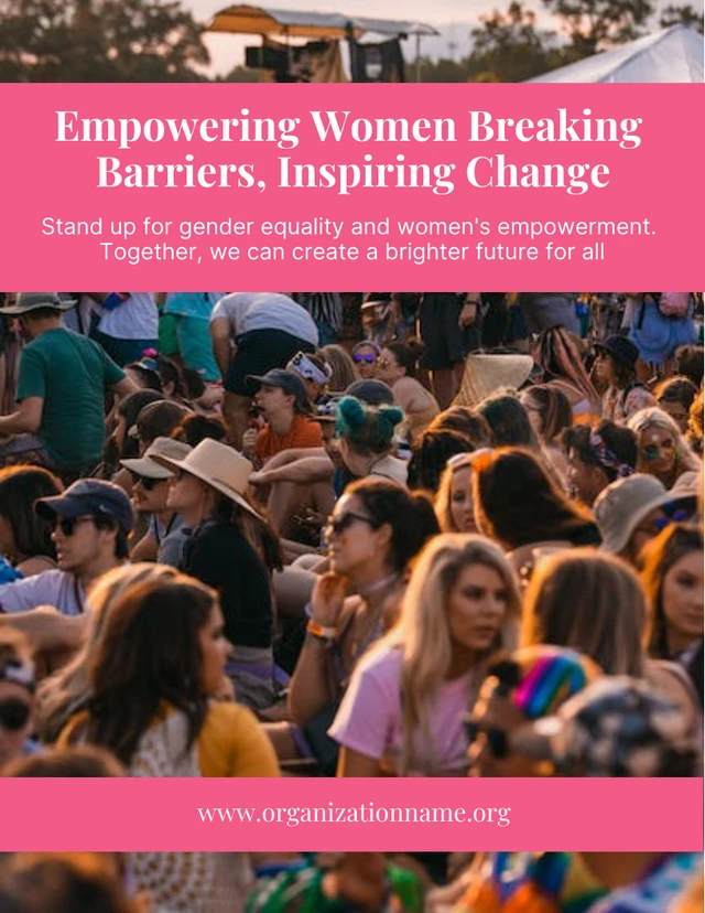Modelo de pôster rosa simples para os direitos das mulheres