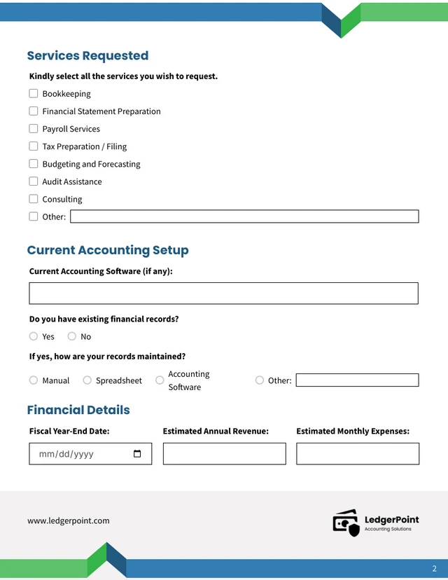 Accounting Client Intake Form Template - Seite 2