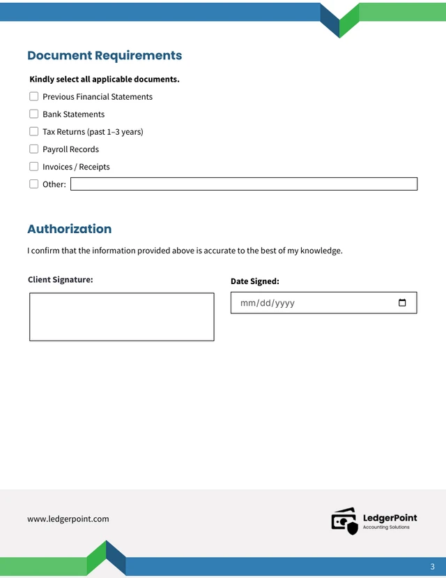 Accounting Client Intake Form Template - Seite 3