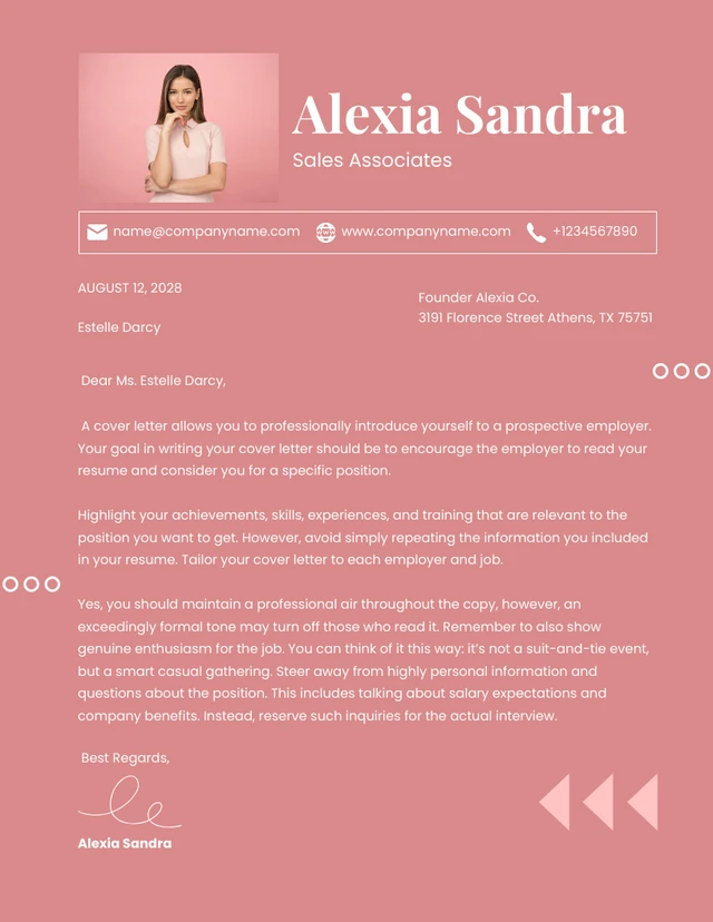 Modèle de lettre de vente professionnelle minimaliste pastel rose