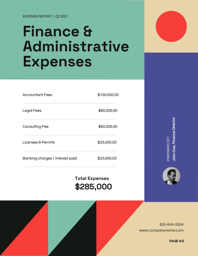 Blue And Red Geometric Company Expenses Report - Page 4