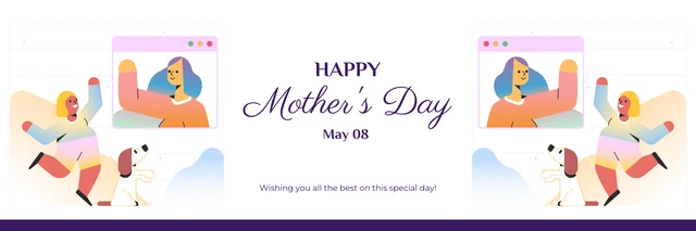 White Modern Illustration Happy Mothers Day Banner Template
