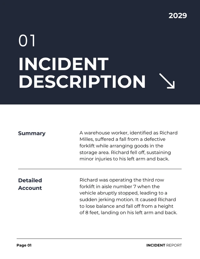 Simple White And Dark Blue Incident Report - Page 2